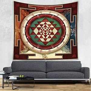 UHOMETAP Sri Yantra Tapestry Mandala Yoga Meditation Tapestries Sacred Geometry Wall Decor Art Wall Hanging for Dorm Living Room Bedroom 60X60 Inches GTWYUH592