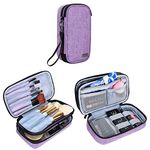 Teamoy Travel Makeup Brush Bag(up to 8.5"), Professional Cosmetic Artist Organizer Case with Handle, Compact and multifunctional-Small, Purple (No Accessories Included)