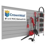 Crownwall Home Series Heavy Duty PVC Slatwall Organizer Kit - 6 Inch (Graphite, 8ft x 4ft)
