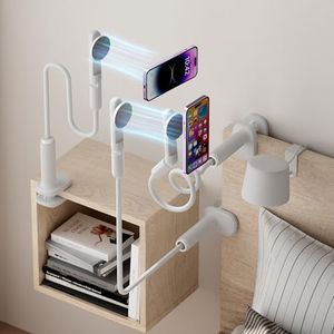 NQQNQQ M-TM 【90CM】 Magnetic Gooseneck Phone Holder for Bed & Desk, 360° Rotation, Sturdy Arm Compatible with iPhone 15/14/13/12 Pro Max, Overhead Mount for Live Streams & Zoom (White)