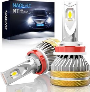 NAOEVO 2024 Upgraded H11 LED Headlight Bulbs, 18000LM 500% Brighter Fog Light 80W LED Bulbs, 6500K Cool White H9/H8 LED Bulb Kit with Excellent Cooling System, Canbus Ready, IP68 Waterproof Pack of 2