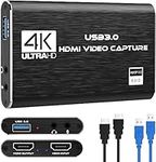 VIXLW 4K HDMI Video Capture Card, USB3.0 1080P 60FPS Video Recorder, Nintendo Switch Capture Card for Streaming Gaming and Broadcasting, Xbox Series X/S, Xbox One X/S, PS4, PS5, OBS, Camera, PC