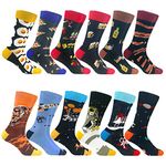 Crazy socks for men funny colorful happy pattern sock cotton crew dress stockings 12 Pairs(YCCA1204)