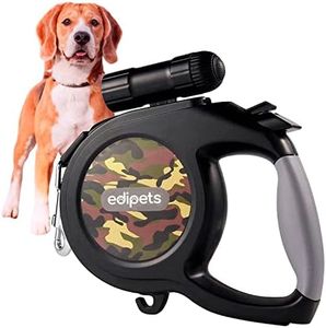 EDIPETS, Guinzaglio per Cani Allungabile, Grande 8 m, con Torcia LED, Nastro per Addestramento e Passeggiata, Design Militare Mimetico