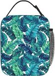 Green Tropical Palm Leaf Summer Insulated Lunch Box For Teen Boys Girls, Portable Lunch Bag Reusable Cooler Tote For Women Man Office Travel Picnic Camping Beach