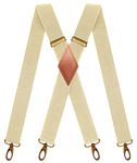 KRICJYH Beige Boys Mens Suspenders Heavy Duty Hooks for Belt Loops Adjustable X Back