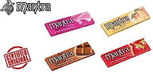 SMOKING Mantra Mixed Flavoured Cigarette Rolling Paper Medium Size 78mm x 44mm PER Booklet 50 Leaves (Pack of 4 BOOKLETS - Banana, Vanilla, Mint, Coconut, Chocolate, Grape, BlueBerry, Peach, Bubble Gum, Strawberry Flavours)