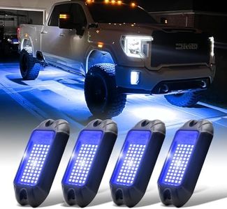 Nicoko 4Pods Pure Blue LED Rock Light - 7200 Lumens High Power Neon Underglow for Car, Trucks, ATV, UTV, SUV, Boat - Underbody Glow Trail Rig Light IP68 Waterproof