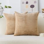 Home Brilliant Large Corduroy Cushions, Taupe Cushion Covers 60cm x 60cm Pack of 2, Soft Square Pillow Cases, 60x60 Cushion Cover for Sofa, 24 inch, (60 x 60, Taupe)