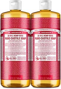 Dr. Bronner’s - Pure-Castile Liquid Soap (Rose, 946 mL, 2-Pack) - Made with Organic Oils, 18-in-1 Uses: Face, Body, Hair, Laundry, Pets and Dishes, Concentrated, Vegan, Non-GMO