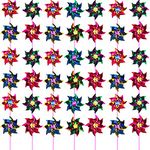 Hestya Plastic Rainbow Pinwheel, Party Pinwheels DIY Lawn Windmill Set for Teenagers Toy Garden Party Lawn Decor (50 Pieces, Multicolor A)