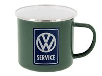 BRISA VW Collection - Volkswagen Large Enamel Coffee-Tea Mug Cup for Camping & Outdoor T1 Bus Campervan (500 ml/16.9 fl oz/VW Service/Gray)