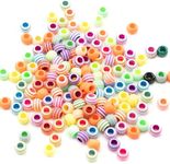 Gxueshan 1000 Pcs Acrylic Rainbow Round Pony Beads Large Hole Hair Beads Bulk Plastic Kandi Beads for Friendship Bracelet Making Kit Jewelry Making (Rainbow)