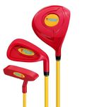 Golfbuy Kids Golf Club Set with Driver, Iron & Putter | Lightweight Junior Golf Training Set for Boys & Girls, Safe & Durable Practice Golf Kit for Children (Red, 2-3 Years)