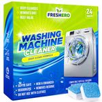 Freshero Washing Machine Cleaner Tablets 24 Pack - Washer Cleaner Tablets for front loader, top loader & HE - Deep Cleaning Descaler for Drum, Seal, Tub and other parts, Removes odors & Septic safe