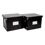 Snap-N-Store- File Storage Box & Organizer Pack of 2 13.25 X 10.75 X 9.875 Inch Letter Size Portable File Boxes with Lids for Documents Back to School Supplies for College Students Black