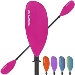 WONITAGO Kayak Paddle with Fiberglass Shaft and Reinforced Nylon Blade, Adjustable Kayaking Oars, 3 Piece, 230-250 cm/90-98 inches, Pink