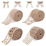 PATPAT® Jute Burlap Ribbon, 4 Rolls 6.6ft Jute Rope for Craft, Creative DIY ribbons for gift wrapping, DIY Project, Event & Wedding Decorations, Natural Fabric Roll Craft Decoration Lace