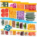 Reusable Ziplock Silicone Bags Freezer 24 Pack Stand Up Xlarge Food Storage Extra Large Gallon Bags Dishwasher Safe Small Kids Plastic Containers Pouch for Sandwich Soup Snack Meat