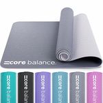 Core Balance Yoga Mat, Non Slip 6mm Thick TPE Foam for Gym Fitness Exercise Pilates Training, Lightweight & Compact with Travel Strap (183cm x 65cm x 0.6cm)