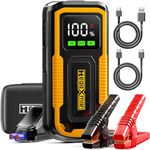 MegaXmar Car Battery Jump Starter - 2000A Peak 18000mAh(Up to 8.0L Gas and 7.5L Diesel Engine) PD60W Fast Charging,Portable Jump Starter with Smart Clamp Cables, LED Flashlight Jump Box