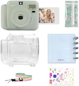 POPOTO Instant Camera with Crystal Shell, Mini 12 Instant Camera Decoration Stickers, Frames, Photo Album and More Accessory kit - Green