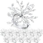 WILLBOND Christmas Handmade Crystal Leaf Napkin Rings Set of 18 Rhinestone Gold Napkin Rings Silver Napkin Rings for Dinner Parties Weddings Thanksgiving Everyday Use(12 Pieces, Silver)