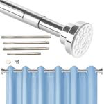 Universal Shower BathTub Curtain Liner Rod, 57-243CM Stainless Steel Anti-Rust Extendable Telescopic tubs Tension Rod, BathTubs Shower Curtain rail Rod for Bathroom Wardrobe Hanging No Drilling-Screw