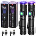 DARKBEAM UV Torch Flashlight Black Light 365nm & 395nm Woods Lamp Blacklight Rechargeable USB, Ultraviolet LED Portable Mini Pet Urine Detector, for Cat Ringworm, Stains, Curing Resin, 2 Pack