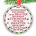 Elegant Chef Christmas Ornament for Granddaughter- Always Remember You are Braver Stronger Smarter- Motivational Inspirational Gift from Grandma Grandpa- Holidays Decor- 3 inch Flat Stainless Steel