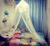 Mosquito Mesh Net Bed Canopy Curtains Hanging Dome Princess Bed Lace Canopy Netting for Baby Kids Girls Adults Fly Insect Protection Mosquito Net Bedroom Decoration for Indoor Outdoor Camping Baby Crib Hammock(White)