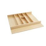 Rev-A-Shelf Trim-to-Fit Shallow Drawer Organizer for Kitchen Utensils, Cutlery Cabinet Storage Divider Insert, 23.98 x 21.97 in, Maple Wood, 4WUT-3SH