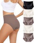 Oegho Seamless Underwear for Women High Waisted No Show Panties Full Coverage Briefs Invisible Soft 5 Pack S-XXL