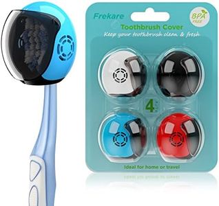 Frekare Toothbrush Covers Caps, 4 Count (White, Black, Blue, Red)