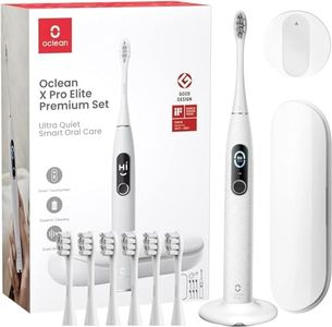 Oclean X Pro Elite Premium Sonic Electric Toothbrush Set – Smart Rechargeable Travel Toothbrush, 6 Heads, Case, 4 Modes, IPX7 Waterproof, 35 Day Battery – Grey