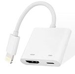 Lightning to Digital AV Adapter [Apple MFi Certified] HDMI Adapter 1080P Sync Screen Cable with Lightning Charging Port for iPhone, iPad to TV/Projector/Monitor No Need Power