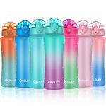 OLDLEY 450ml/15oz Kids Water Bottle with Straw Childrens Boys Girls Toddler Reusable Drink Bottles with Times Markings for School Home Camping Outdoor Sports BPA Free Leakproof Durable