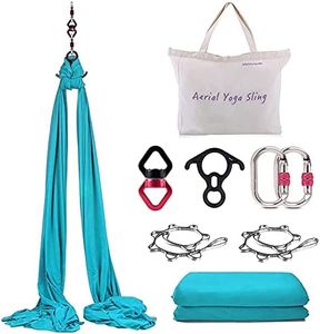 WWahuayuan 10M Premium Aerial Silks Equipment Yoga Pilates Swing Aerial Yoga Antigravity Hammock Trapeze for Acrobatic Dance,Air Yoga, Aerial Yoga Hammock (Blue)