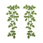 SING F LTD 2 Pairs(4PCS) Mirror Pair Green Leaves Applique Forest Vines Lace Trims Embroidery Sewing Patches Embellishment Decoration for DIY Costume Art Craft Projects, Green, 30x11.5cm