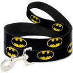 Buckle-Down Pet Leash - Batman Shield Black/Yellow - 6 Feet Long - 1" Wide