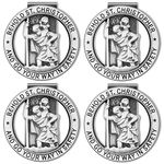 St. Christopher Visor Clip 4 Pieces Catholic Car Medal Silver Round Driver Visor Clip Go Your Way in Safety Visor Clip Car Pendant Auto Accessory for Driver Present Car Vehicle Decor, 2.36 x 1.57 Inch