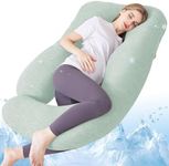 Sasttie Pregnancy Pillow Cooling, Pregnancy Pillow for Sleeping, Cooling Maternity Pillows for Pregnant Women, Pregnancy Must Haves U-Shaped Full Body Pillow with Cooling Cover, Green