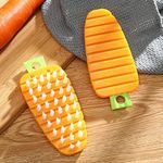 DeoDap Flexible Vegetable Brush, Fruit and Vegetable Cleaning Brushes, Vegetable Scrubbing Brush Non-Toxic Fruit Brush Carrot Shape Vegetable Brush - 2 pcs (Multicolor)