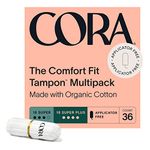 Cora 100% Organic Cotton Non-Applicator Tampons | Super/Super Plus Absorbency | Applicator-Free | Leak Protection | Ultra-Absorbent | Unscented | Packaging May Vary (36 Count)
