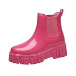 Wellies Wellington Boots Snow Boots Women Non Slip Detachable With Cotton Inside Rain Boots Outdoor Rubber Water Shoes (Hot Pink, 6)