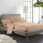 Blue Dahlia 300 TC Cotton Flat Bedsheet for King Size Bed, Sateen Weave Bed Sheet Swiss Dot, 1 Flat Sheet (108"x108") & 2 Pillow Covers (18"x28") Bedding Set Oeko-TEX Certified- Toasted Almond