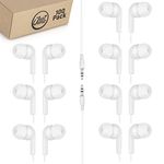 100x Pack | Bulk Basic Earbuds, Pearl White in-Ear Earbuds, Disposable Earphones, Affordable Headphones, 3.5 MM Audio Jack Earbuds for Schools, Kids, Classrooms & Libraries