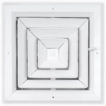 MAIER INTERNACIONAL - Air Vent Cover HVAC 8x8 Inches | 4-Way Supply Grille, Aluminum Square Ceiling Diffuser with Flow Control | Sidewall/Ceiling Register, Vent Duct Cover | Opposing Damper Blades