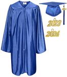 GraduationService Kindergarten Graduation Shiny Gown Cap Tassel with 2018 and 2019 Year Charms Royal Blue