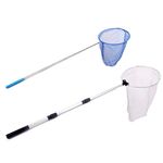 2 Pack Telescopic Butterfly Net, Extendable Fishing, Insect Toy Nets for Kids and Family, Aluminum Alloy (Silver Extends to 36 Inches, Blue Extends to 34 Inches, Pack of 2)